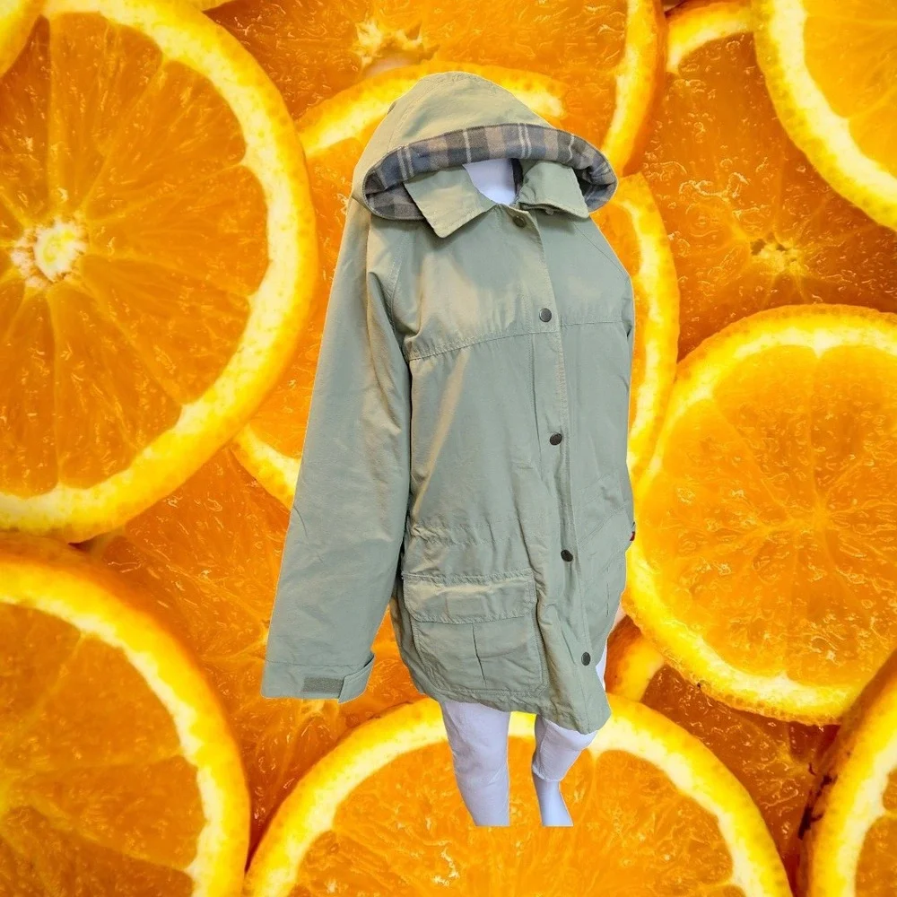 Woolrich‎ Womens Sage Green Lined Utility Jacket Size Large Hooded